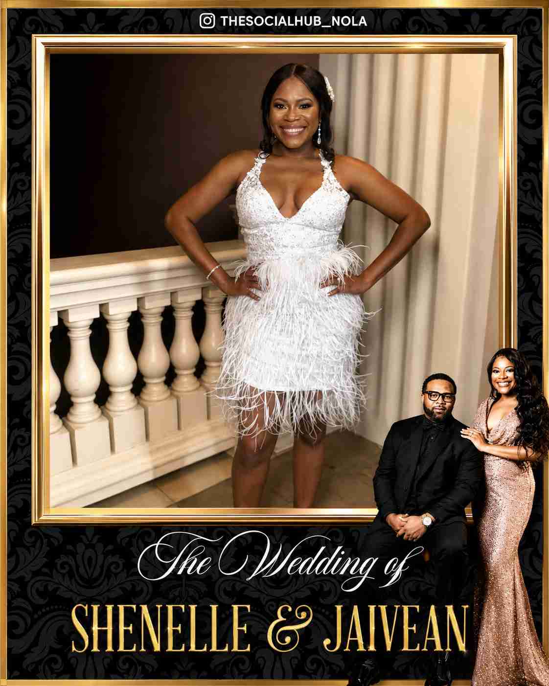 Bride posing for an elegant wedding portrait with The Social Hub Nola’s luxury photo booth experience.